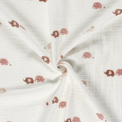 Musselin rosa Elefanten - creme