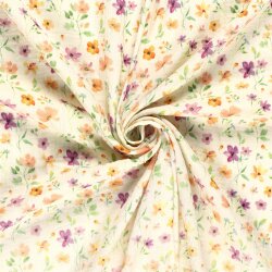 Musselin BIO~Organic Digital HerbstBlumen - creme