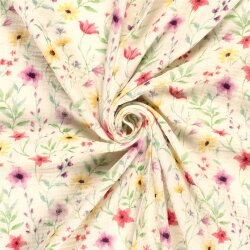 Musselin BIO~Organic Digital Sommer Blumen - creme