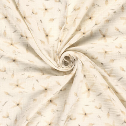 Musselin BIO~Organic Digital Blumenwind - creme