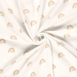 Musselin Digital Regenbogen mit Herz - creme
