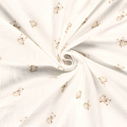 Musselin Digital Teddybären - creme