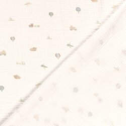 Musselin Digital kleine Fahrzeuge- creme