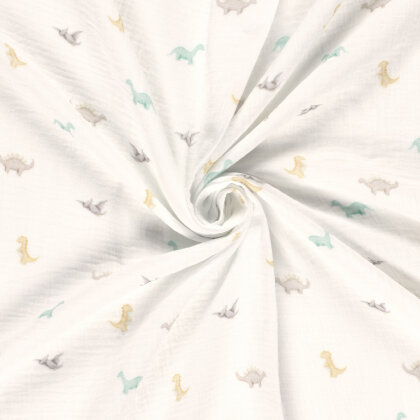 Musselin Digital kleine Dinos - creme
