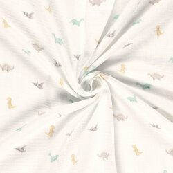 Musselin Digital kleine Dinos - creme