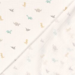 Musselin Digital kleine Dinos - creme