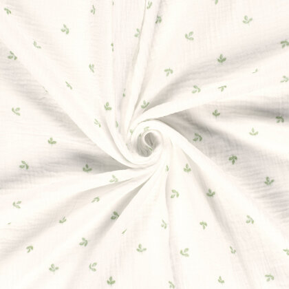 Musselin Digital kleine Blätter - creme