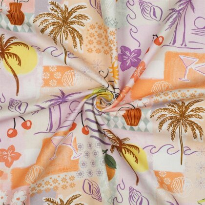 Canvas Digital tropisches Patchwork - pfirsich