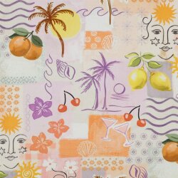 Canvas Digital tropisches Patchwork - pfirsich