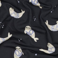 Baumwolljersey Digital Bio~Organic SEALS - dunkelblau