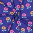 Baumwolljersey Neon Blumen - kobaltblau