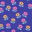 Baumwolljersey Neon Blumen - kobaltblau
