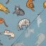 Baumwolljersey Katzen - schattenblau meliert