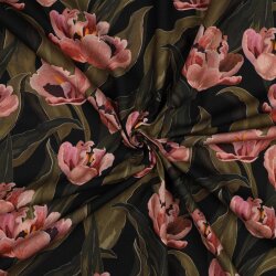 Canvas Digital Blumen - schwarz