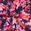 Baumwolljersey Digital pinke Blumen - dunkelblau