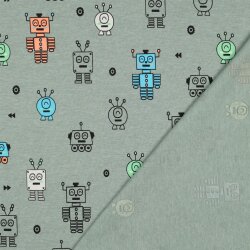 Baumwolljersey Neon Roboter - pfefferminz meliert