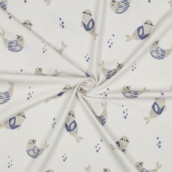 Baumwolljersey Digital Bio~Organic Seelöwen - creme