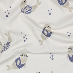 Baumwolljersey Digital Bio~Organic Seelöwen - creme