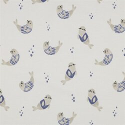 Baumwolljersey Digital Bio~Organic Seelöwen - creme