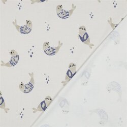 Baumwolljersey Digital Bio~Organic Seelöwen - creme