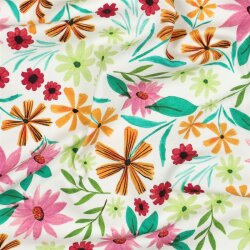 Baumwolljersey Digital Blumen - weiß