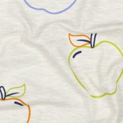 Baumwolljersey bunte Äpfel - creme meliert