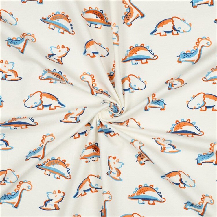 Baumwolljersey Bio~Organic kleine Dinos - creme