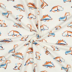 Baumwolljersey Bio~Organic kleine Dinos - creme