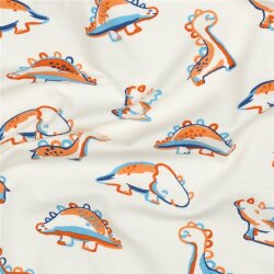 Baumwolljersey Bio~Organic kleine Dinos - creme