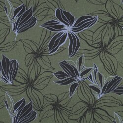 Canvas gezeichnete Blumen - gurkengrün