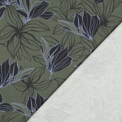 Canvas gezeichnete Blumen - gurkengrün