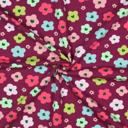 French Terry abstract Blumen - BORDEAUX