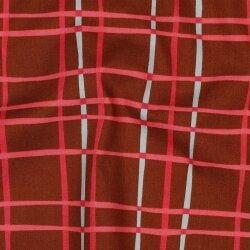 Feine Baumwollpopeline Blumen & CHECKS - CARAMEL