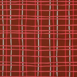 Feine Baumwollpopeline Blumen & CHECKS - CARAMEL
