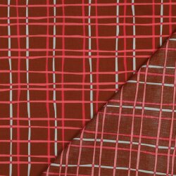 Feine Baumwollpopeline Blumen & CHECKS - CARAMEL