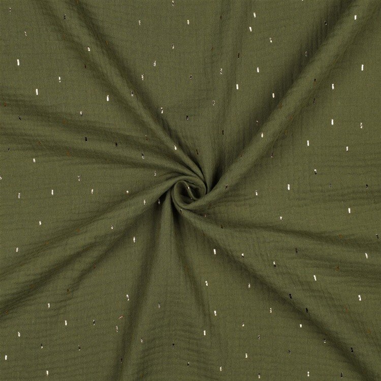 Musselin  Streifen - grün/GOLD