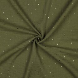 Musselin  Streifen - grün/GOLD