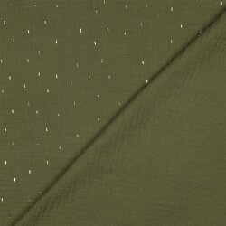 Musselin  Streifen - grün/GOLD