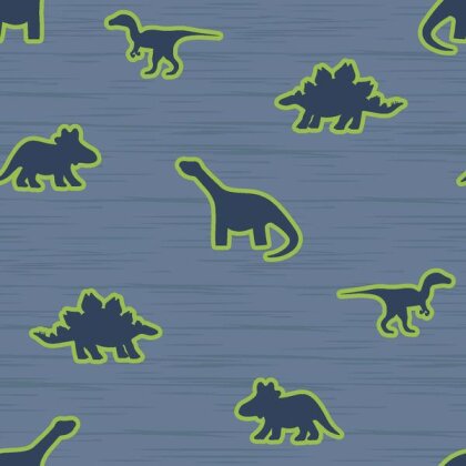 0,5 Meter - French-Terry Dinosticker indigoblau