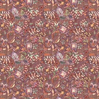 0,3 Meter - French_Terry Digital Paisley - rubinrot