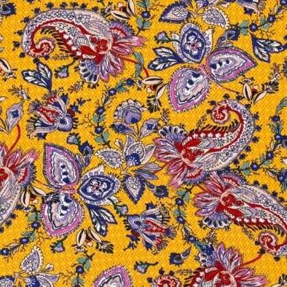 0,9 Meter - Viskose_Twill mit Muster Ocker