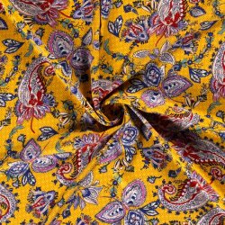 0,9 Meter - Viskose_Twill mit Muster Ocker