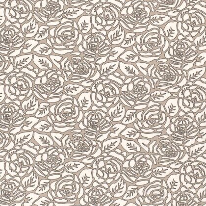 0,5 Meter - Viskosejersey  Rosenabdruck - beige