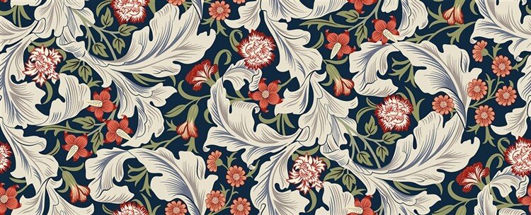 Interieurstoff Panama Blumen - dunkelblau