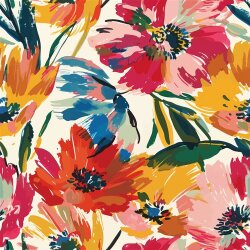 Interieurstoff  Digital Panama Blumenfeld - pink