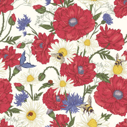 Baumwollpopeline Digital Blumen - creme