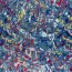 Polyester Satin bunte Kleckse - stahlblau