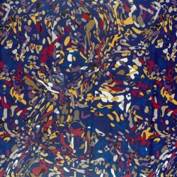 Polyester Satin bunte Kleckse - dunkelblau