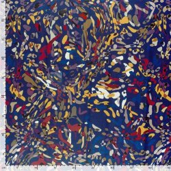 Polyester Satin bunte Kleckse - dunkelblau