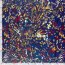 Polyester Satin bunte Kleckse - dunkelblau